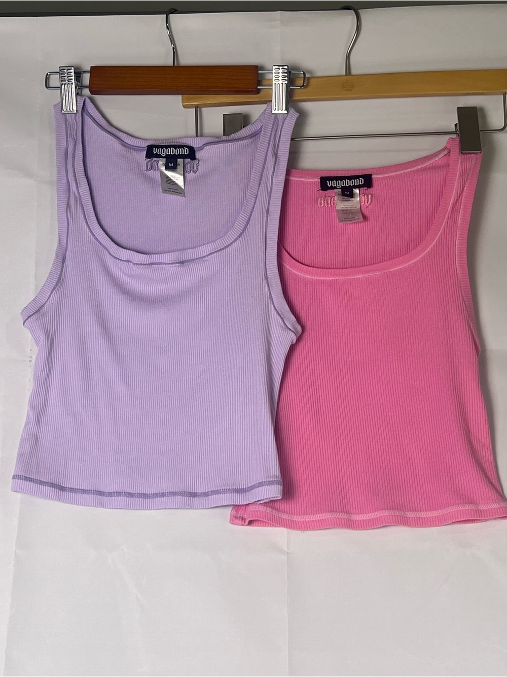 Vagabond Ribbed CropTank Top - Lavender and Pink Bundle of 2 Size M Y2K Coquette